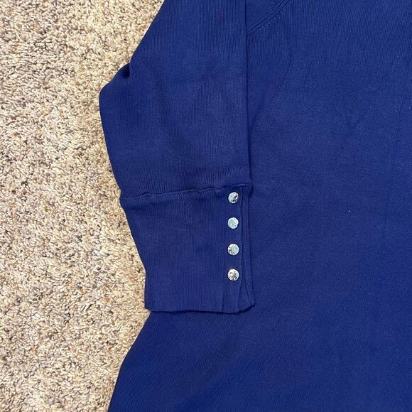 Chico’s Blue Turtleneck Sweater 3/4 Sleeves Size XL - Picture 2 of 5